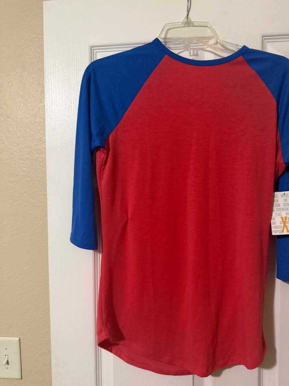 LuLaRoe Randy Baseball Tee Shirt Red Blue Size XS